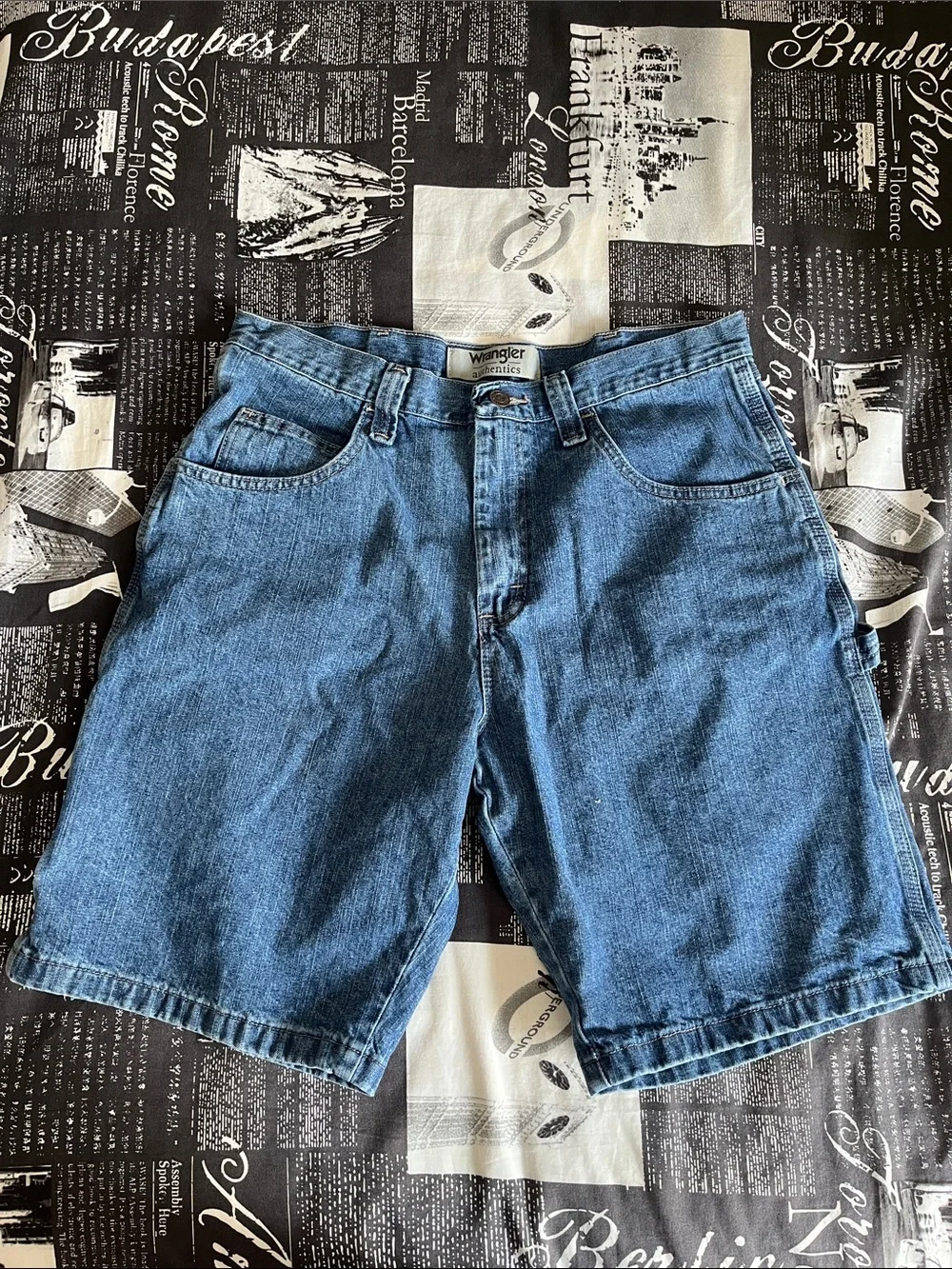Jorts Wrangler Authentics Baggy Jean Shorts Blue Size 34
